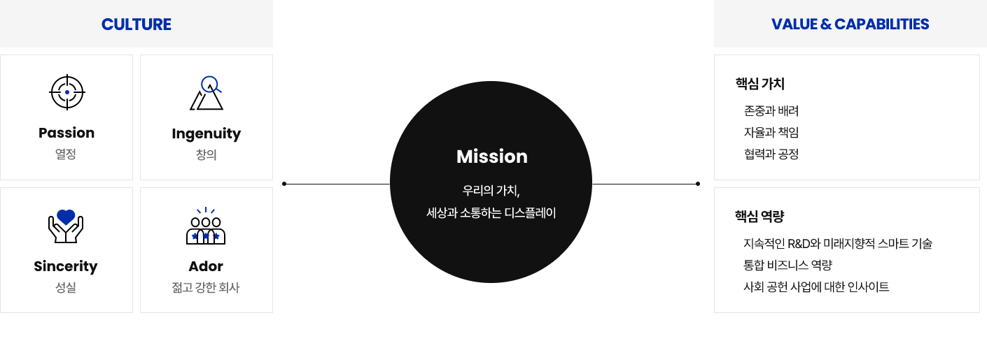 Mission - 우리의 가치, 세상과 소통하는 디스플레이